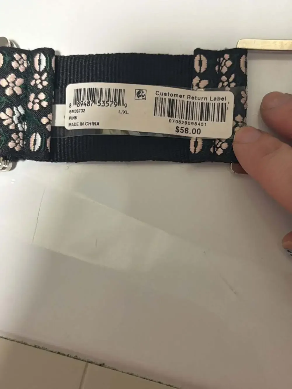 Anthropologie Black Floral Embroidered Webbing Belt